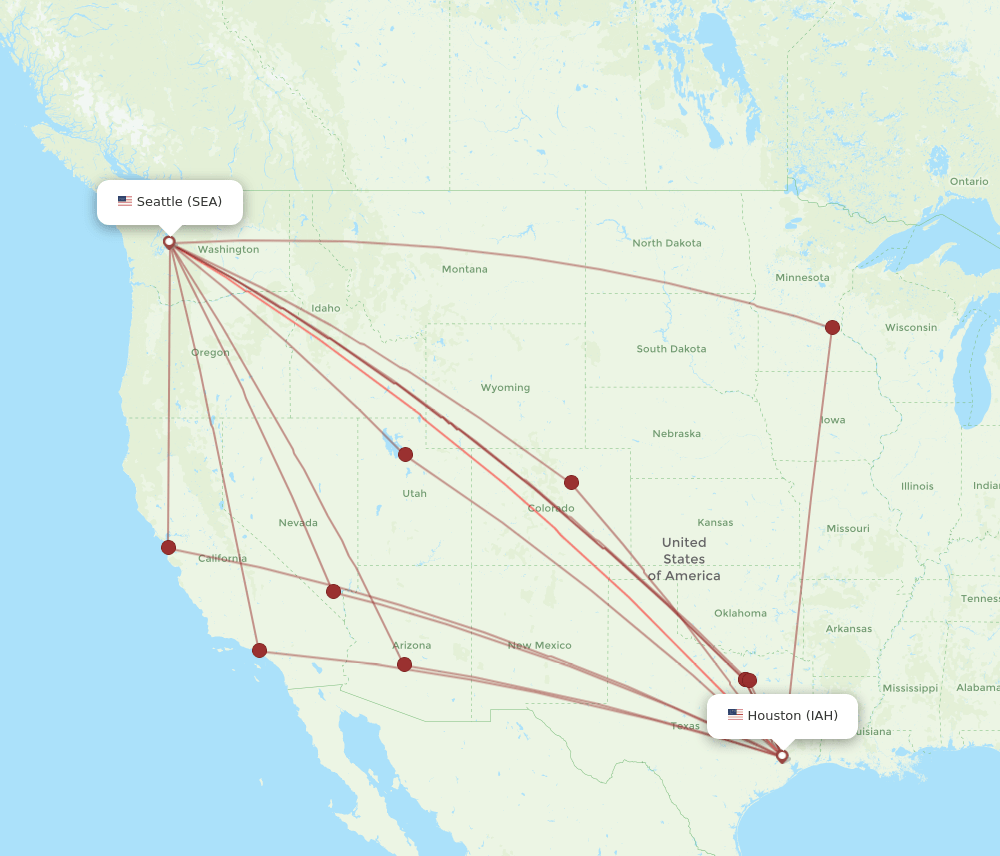 SEA-IAH flight routes