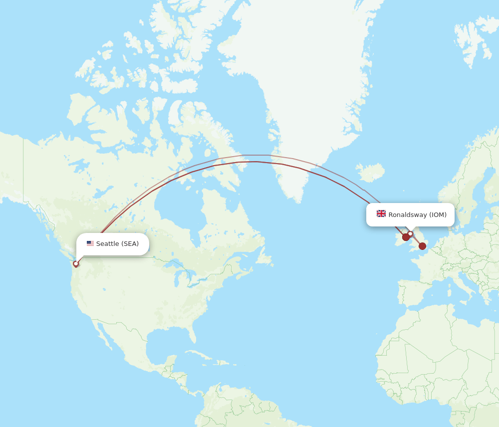 SEA to IOM flights and routes map