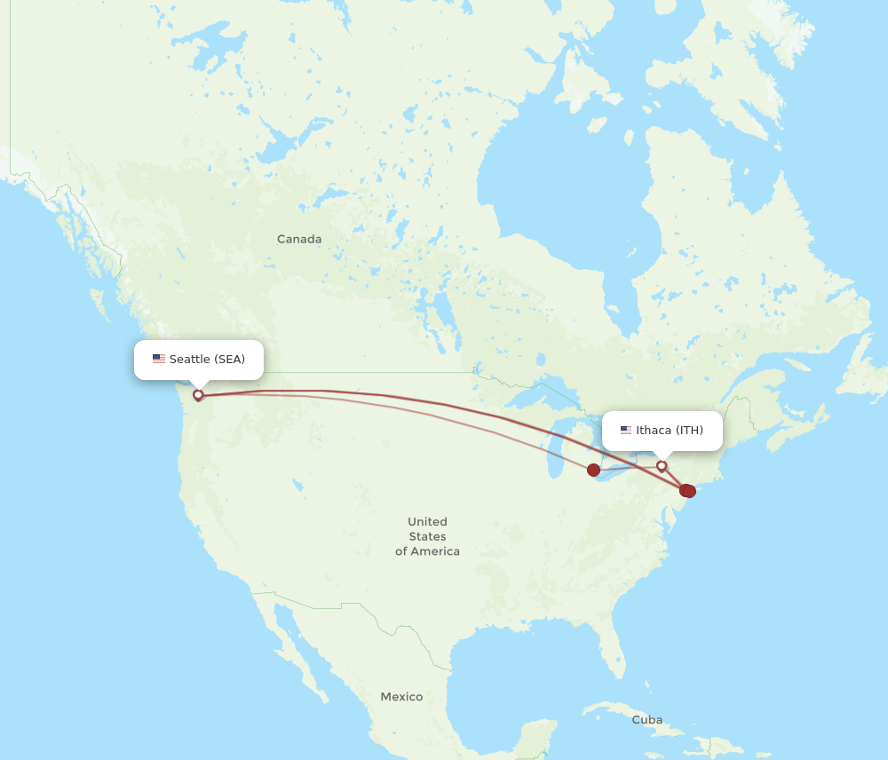 SEA-ITH flight routes