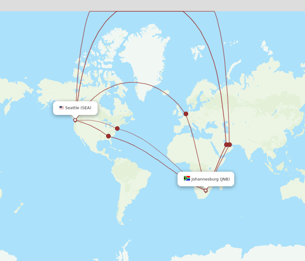 SEA-JNB flight routes