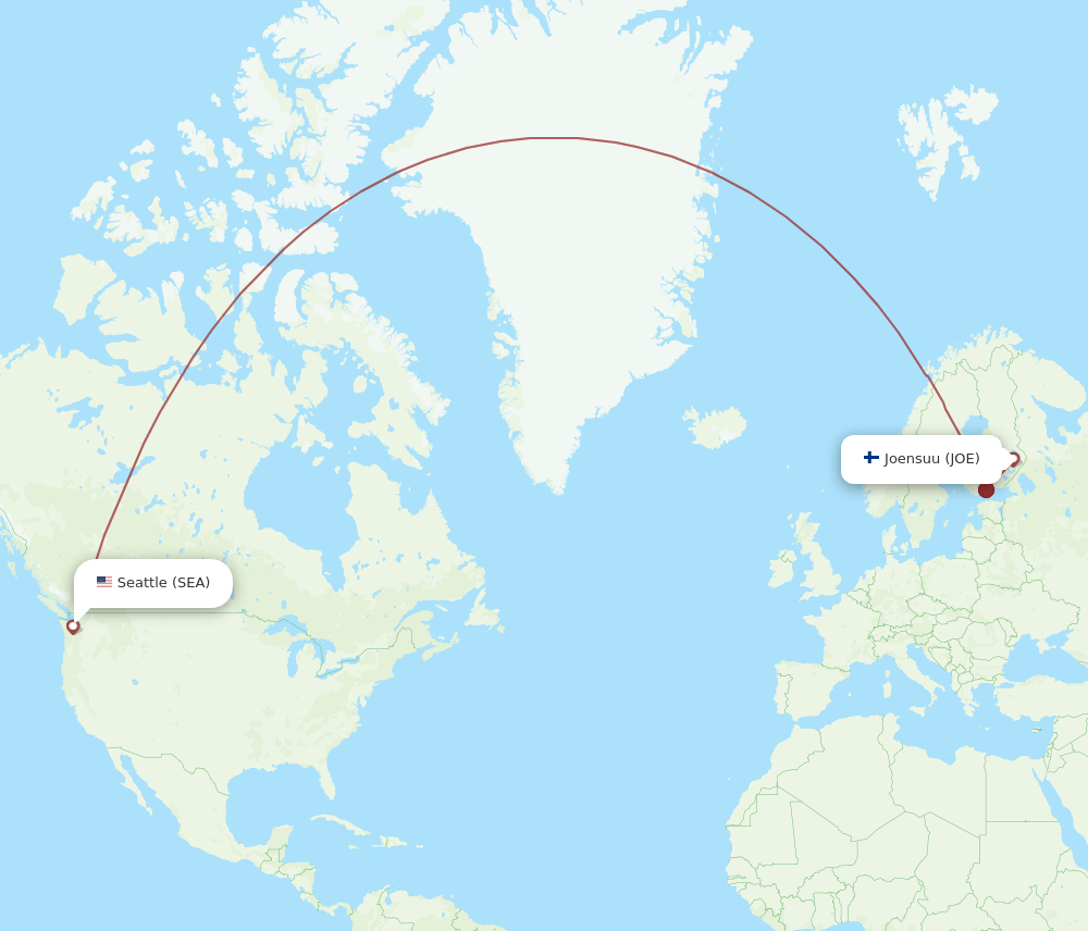 JOE to SEA flights and routes map