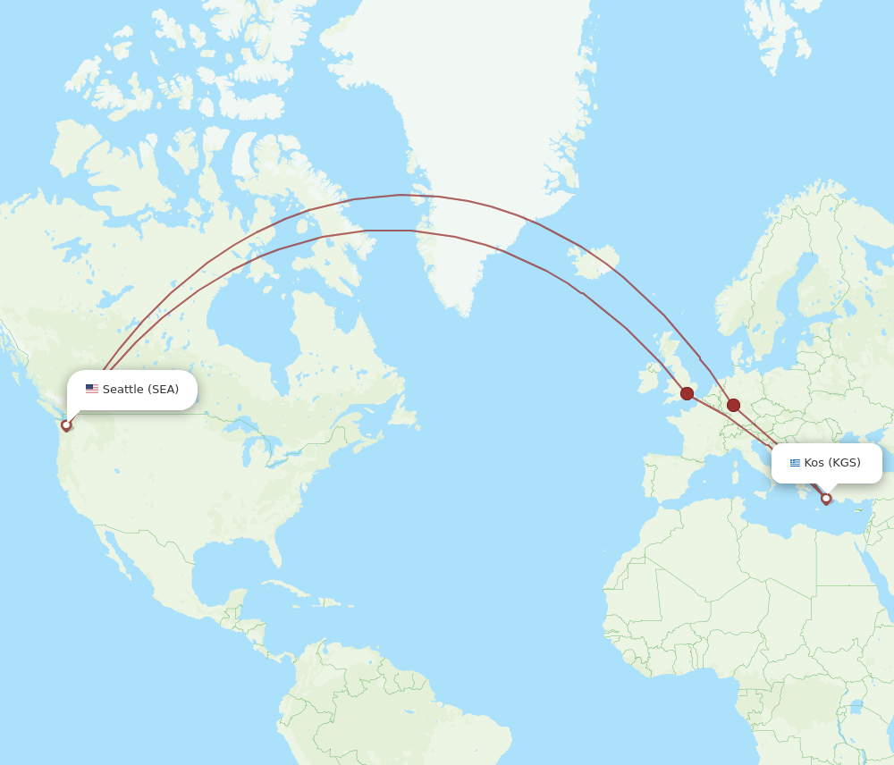 SEA-KGS flight routes