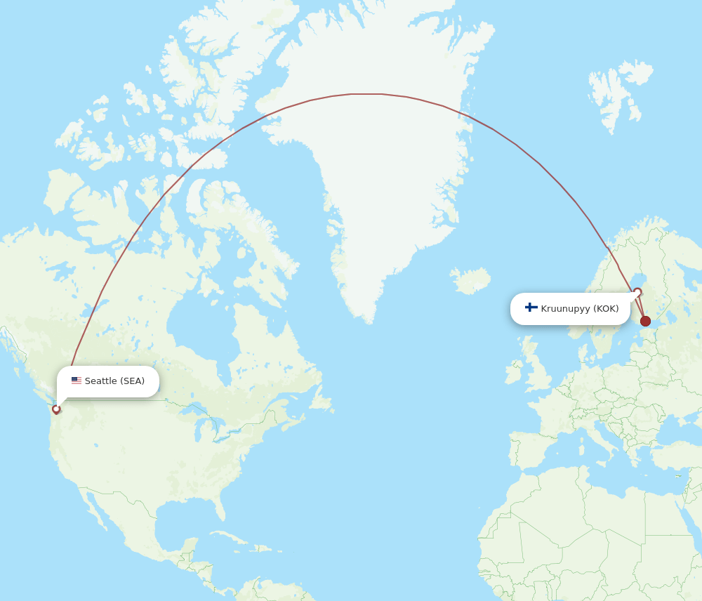 SEA to KOK flights and routes map