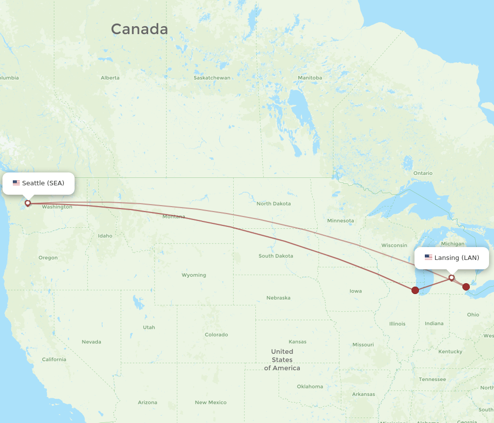 SEA to LAN flights and routes map