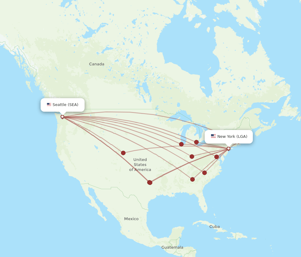 SEA-LGA flight routes