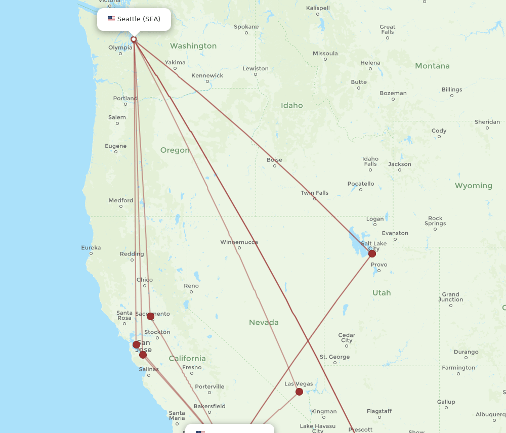 SEA-LGB flight routes