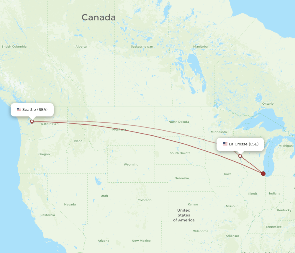 SEA to LSE flights and routes map
