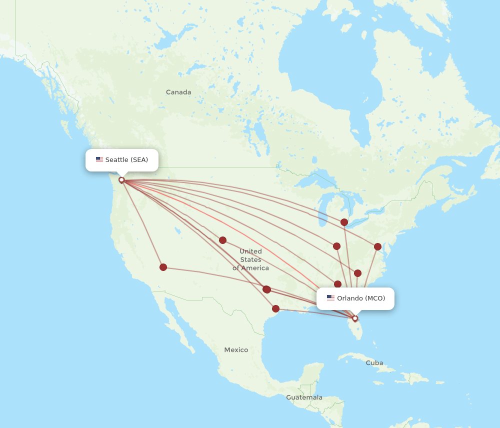 SEA-MCO flight routes