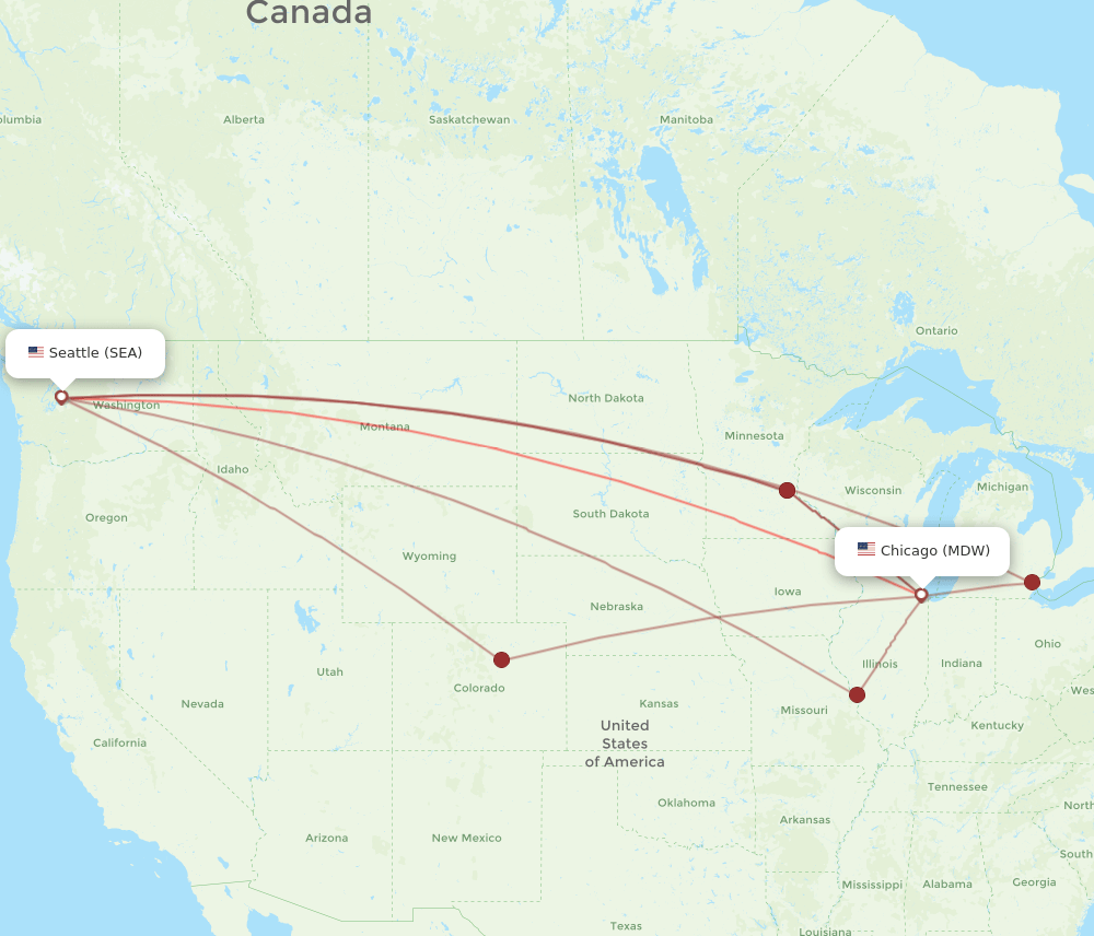 SEA-MDW flight routes