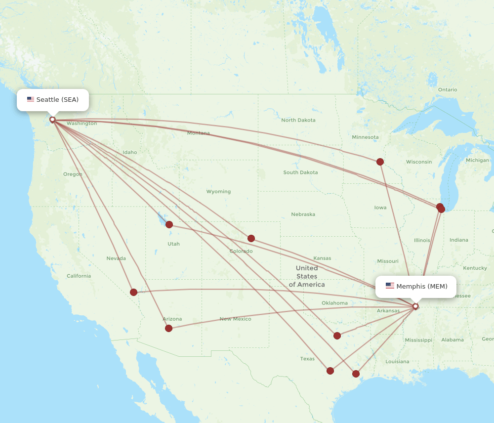 SEA-MEM flight routes