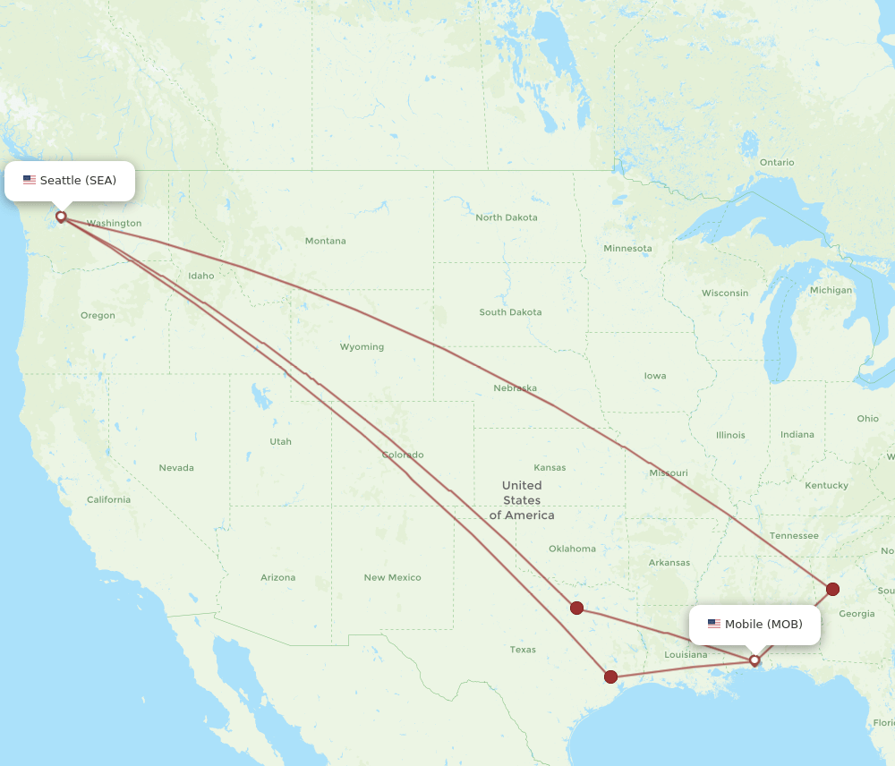 SEA-MOB flight routes