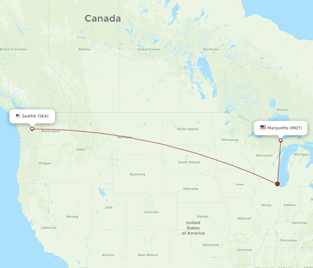 SEA to MQT flights and routes map