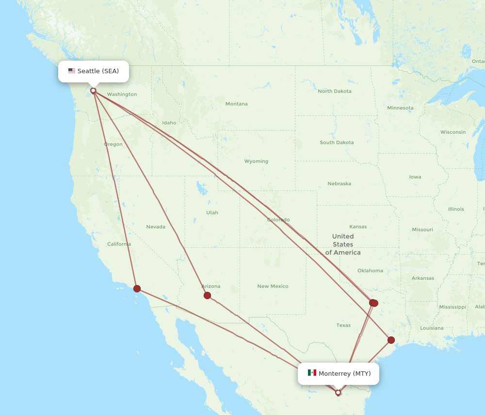 SEA-MTY flight routes