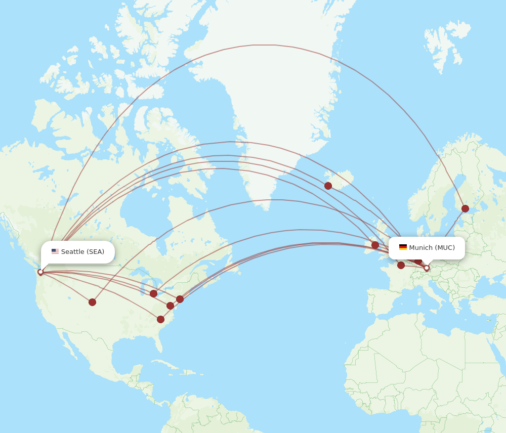 SEA to MUC flights and routes map