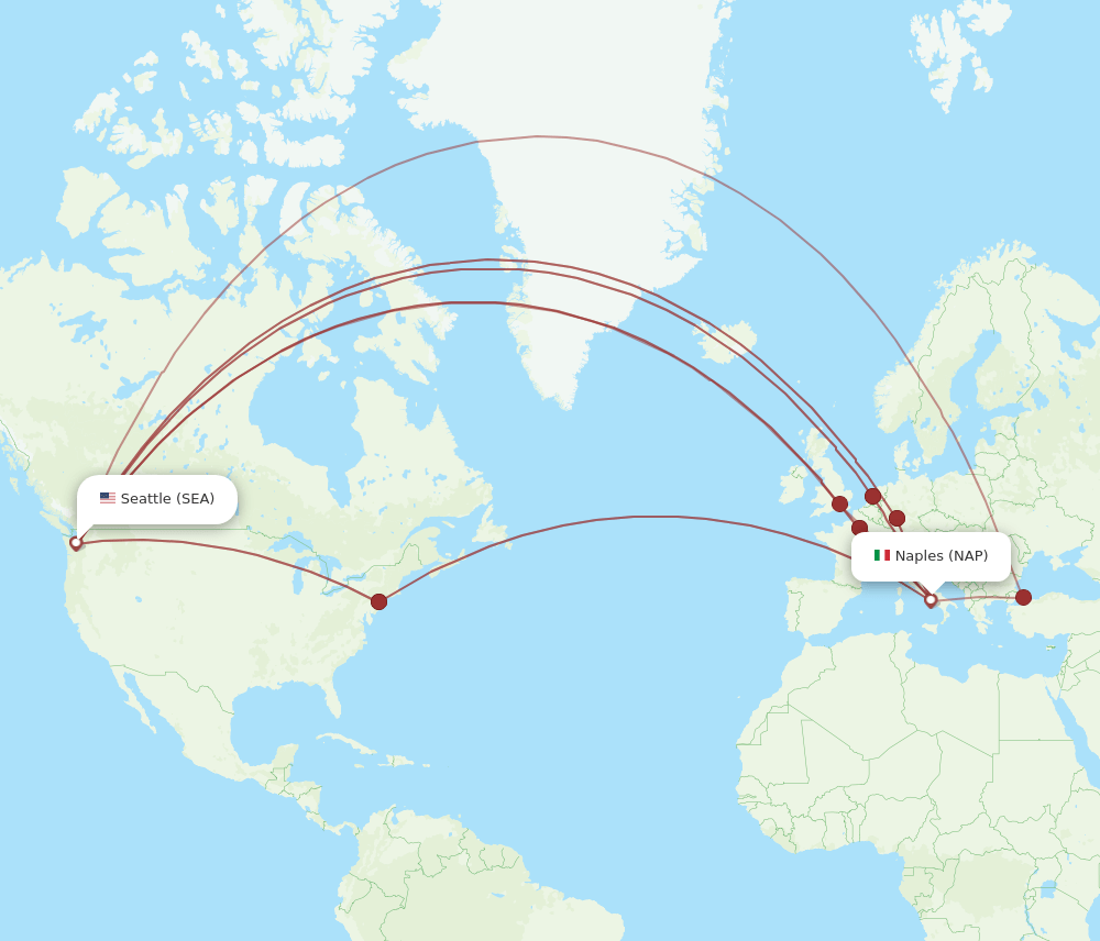 SEA-NAP flight routes