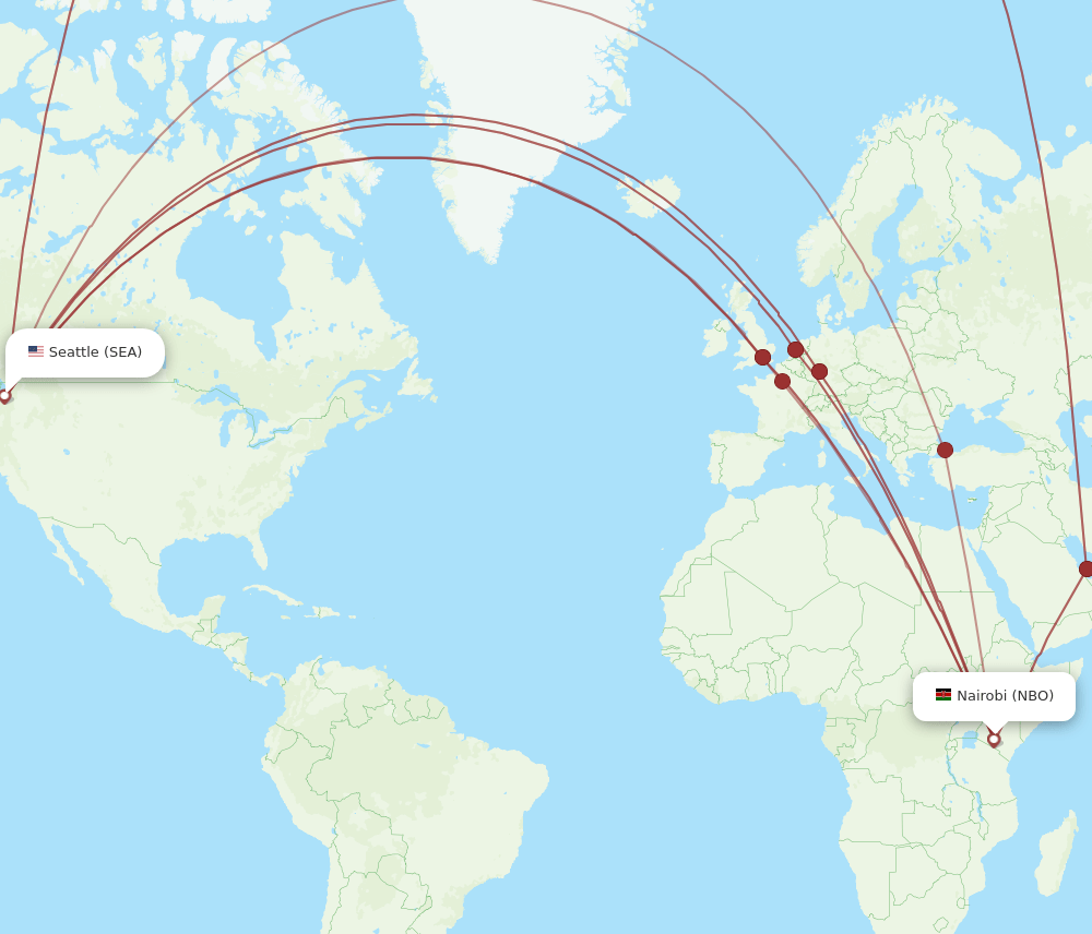 SEA-NBO flight routes