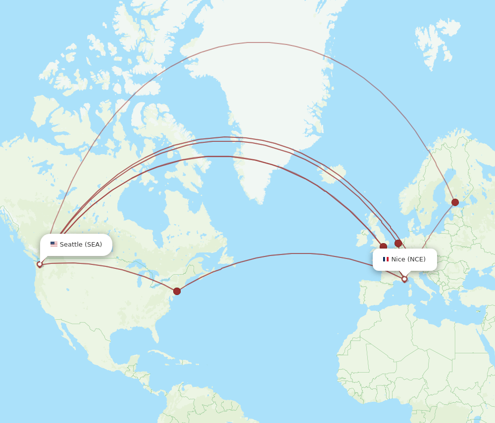 SEA-NCE flight routes