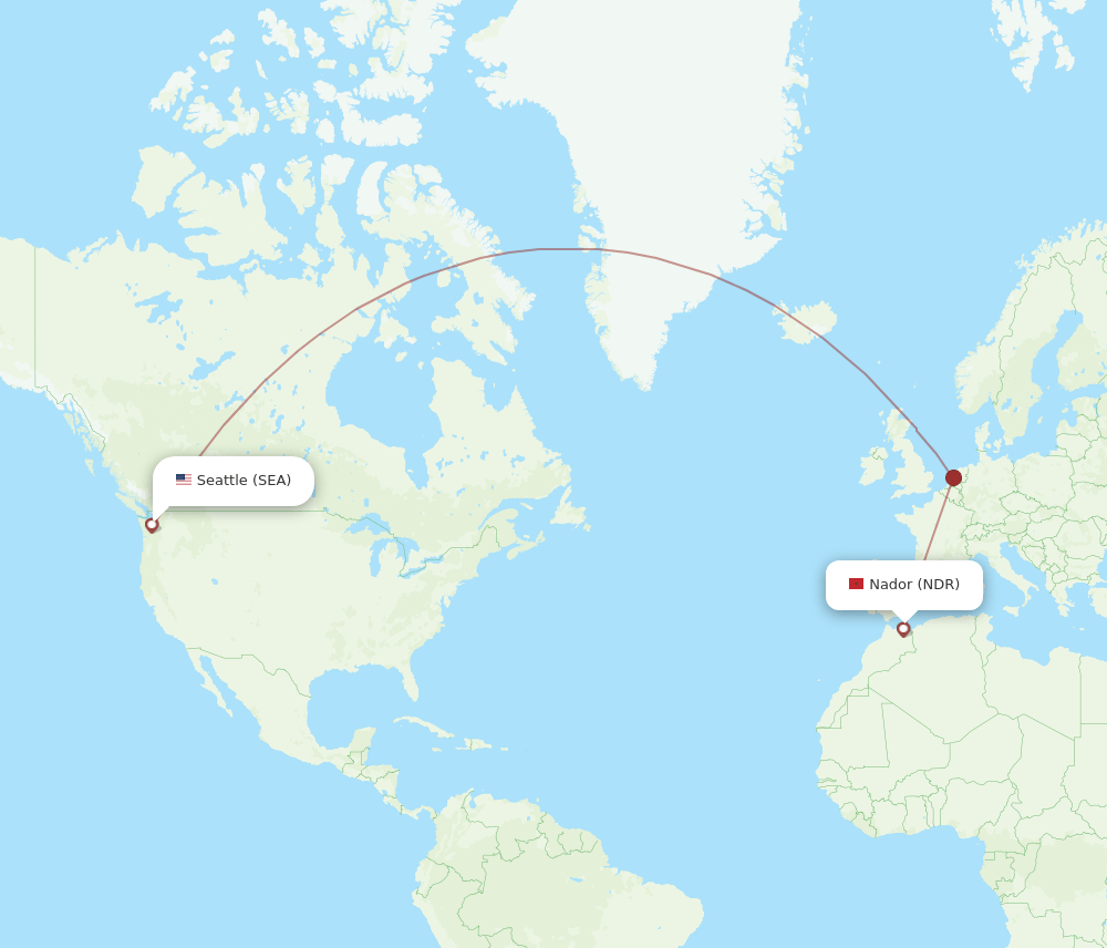 SEA-NDR flight routes