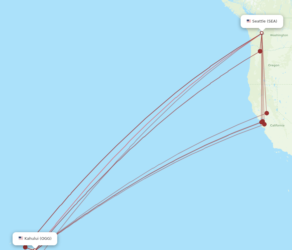 SEA-OGG flight routes