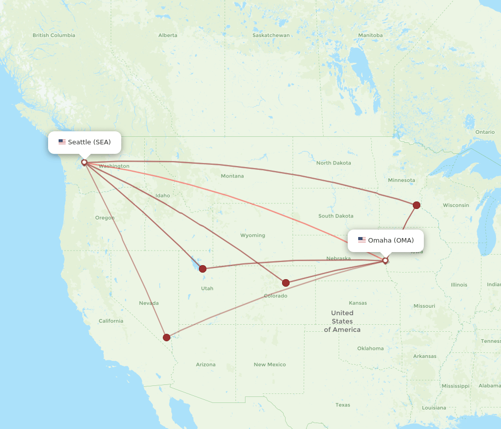 SEA-OMA flight routes
