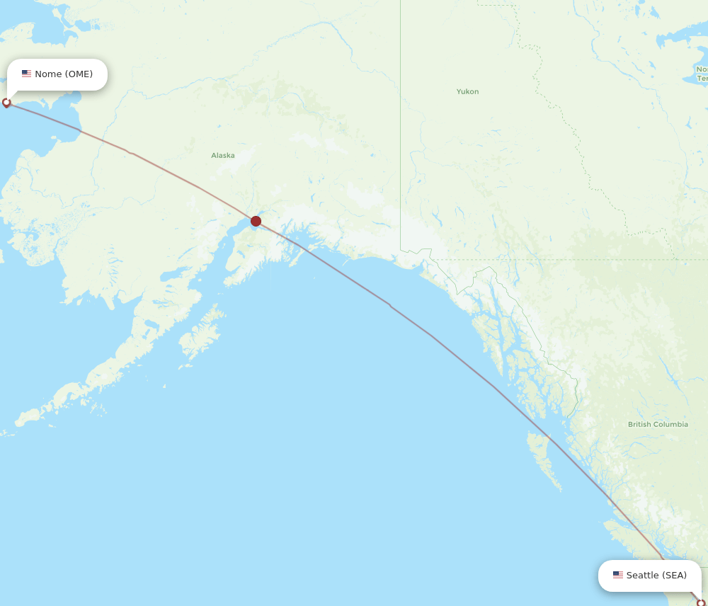 SEA to OME flights and routes map