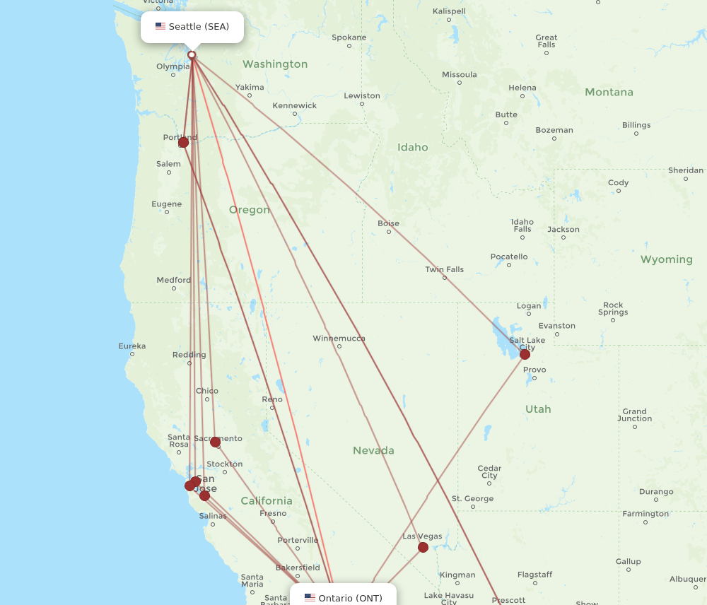 SEA-ONT flight routes