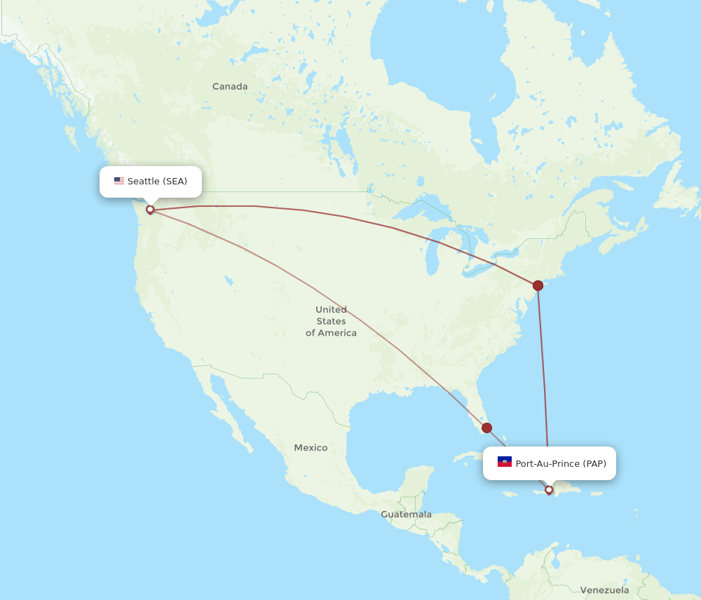 SEA-PAP flight routes