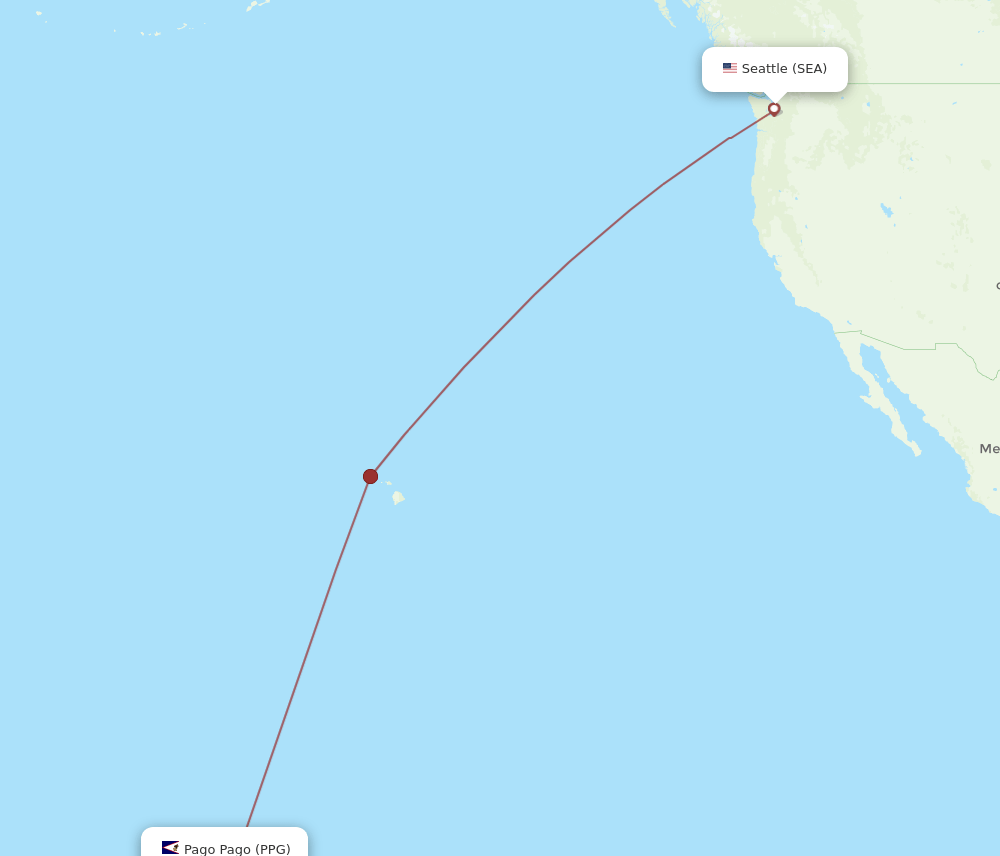 SEA to PPG flights and routes map