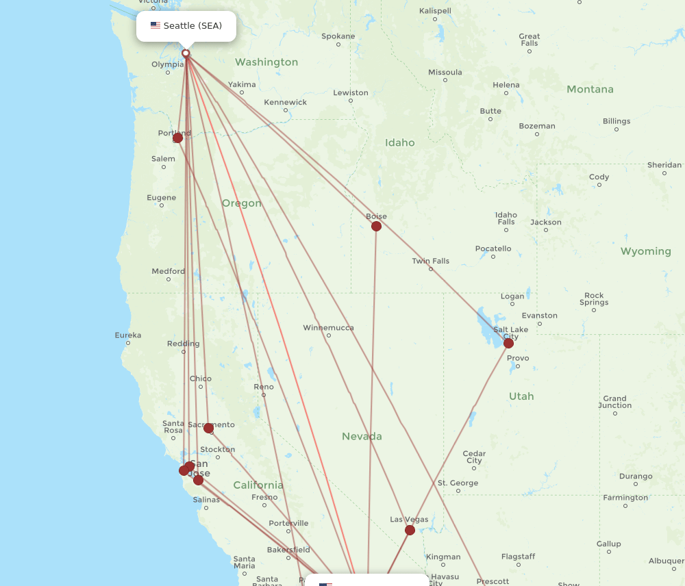 SEA-PSP flight routes