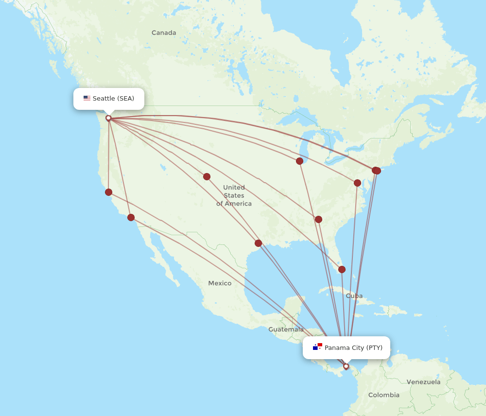 SEA-PTY flight routes