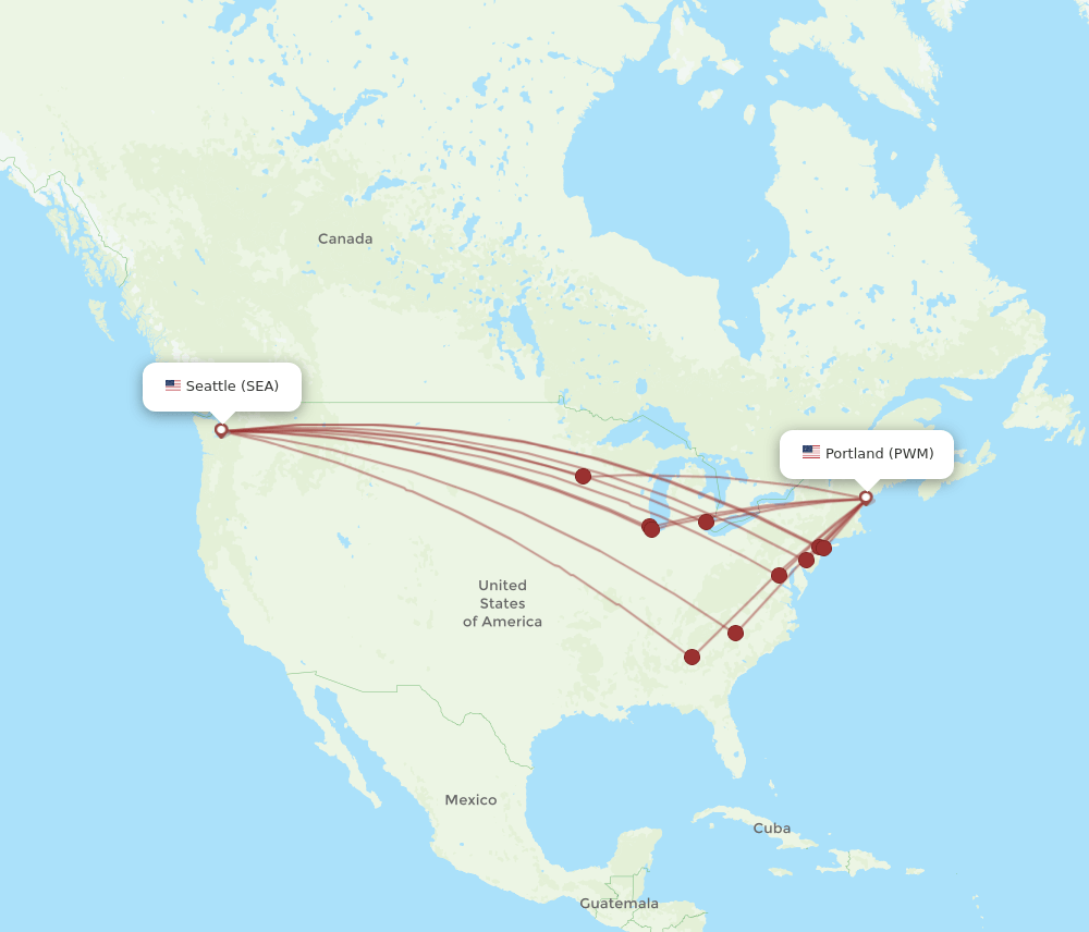 SEA-PWM flight routes