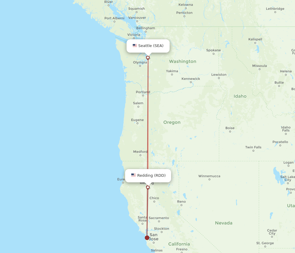 SEA-RDD flight routes