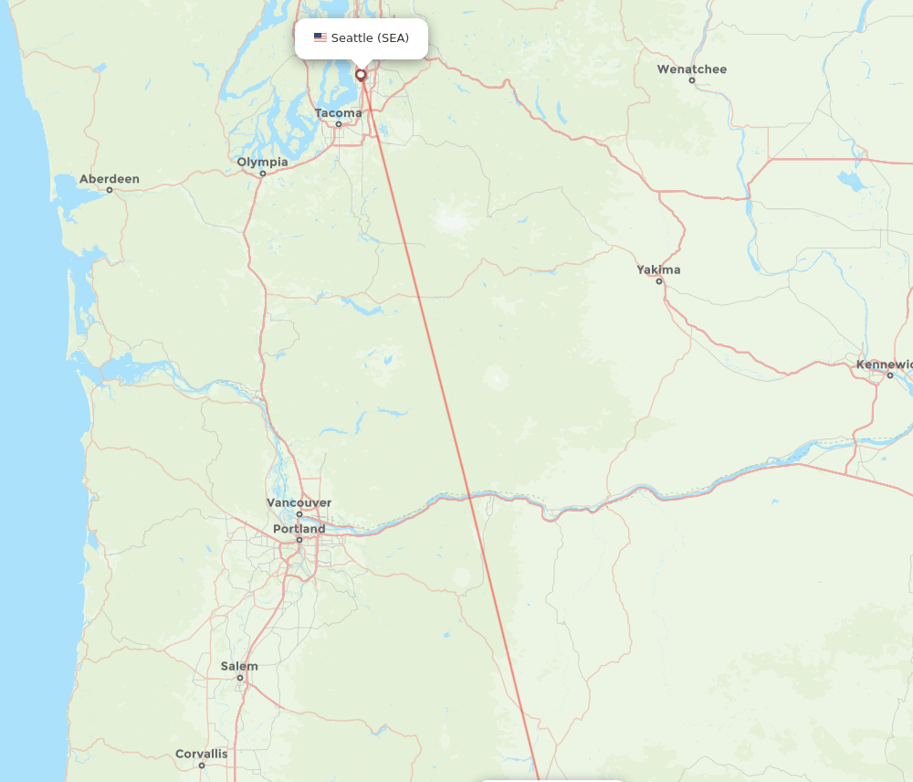 SEA to RDM flights and routes map