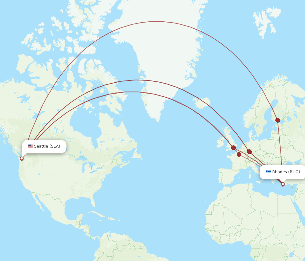 SEA-RHO flight routes