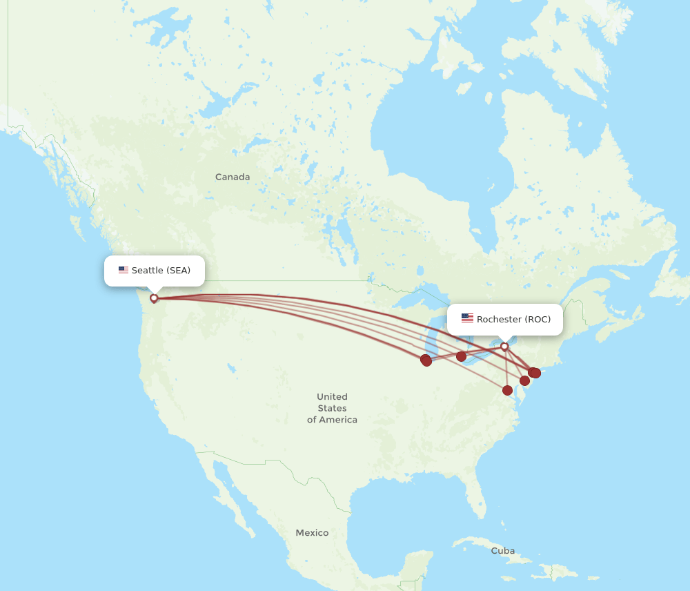 SEA-ROC flight routes