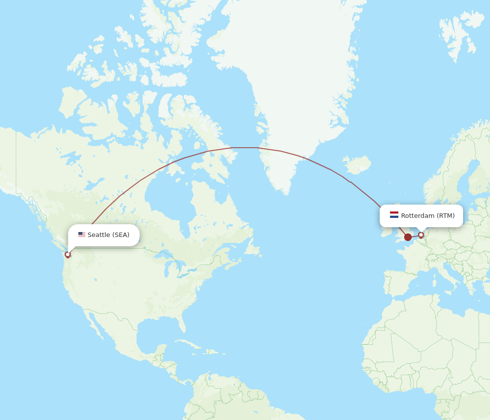 SEA to RTM flights and routes map