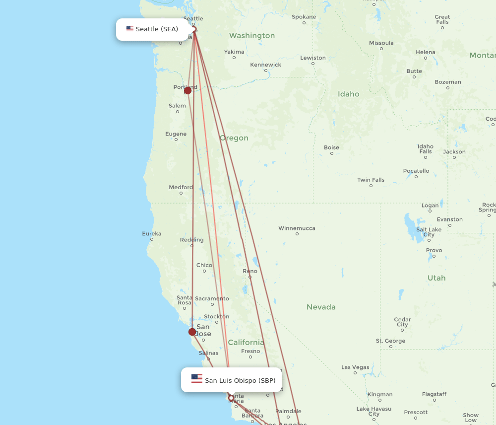 SEA to SBP flights and routes map