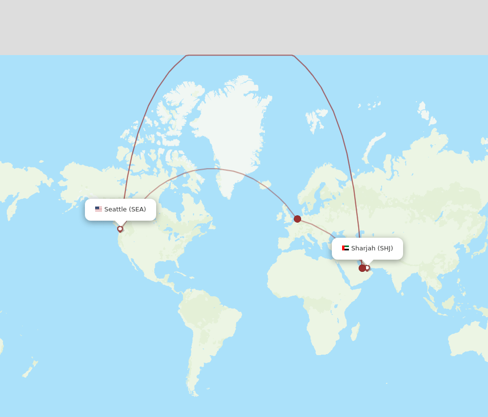 SEA-SHJ flight routes