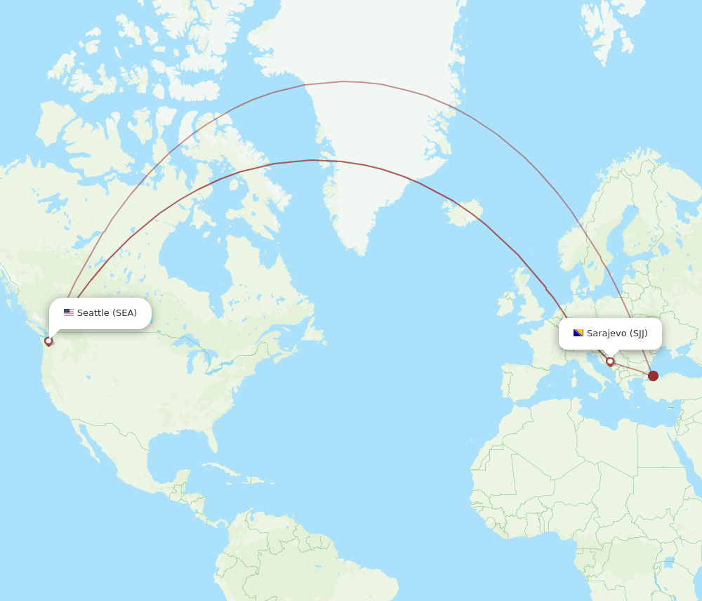 SEA-SJJ flight routes