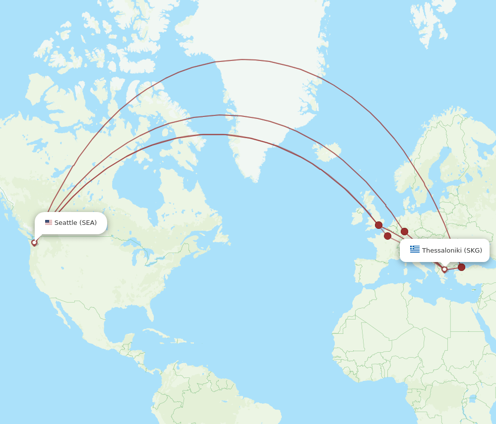 SEA-SKG flight routes