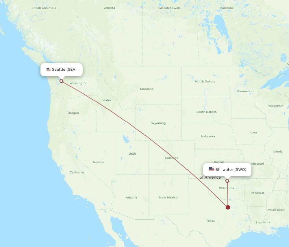 SEA-SWO flight routes