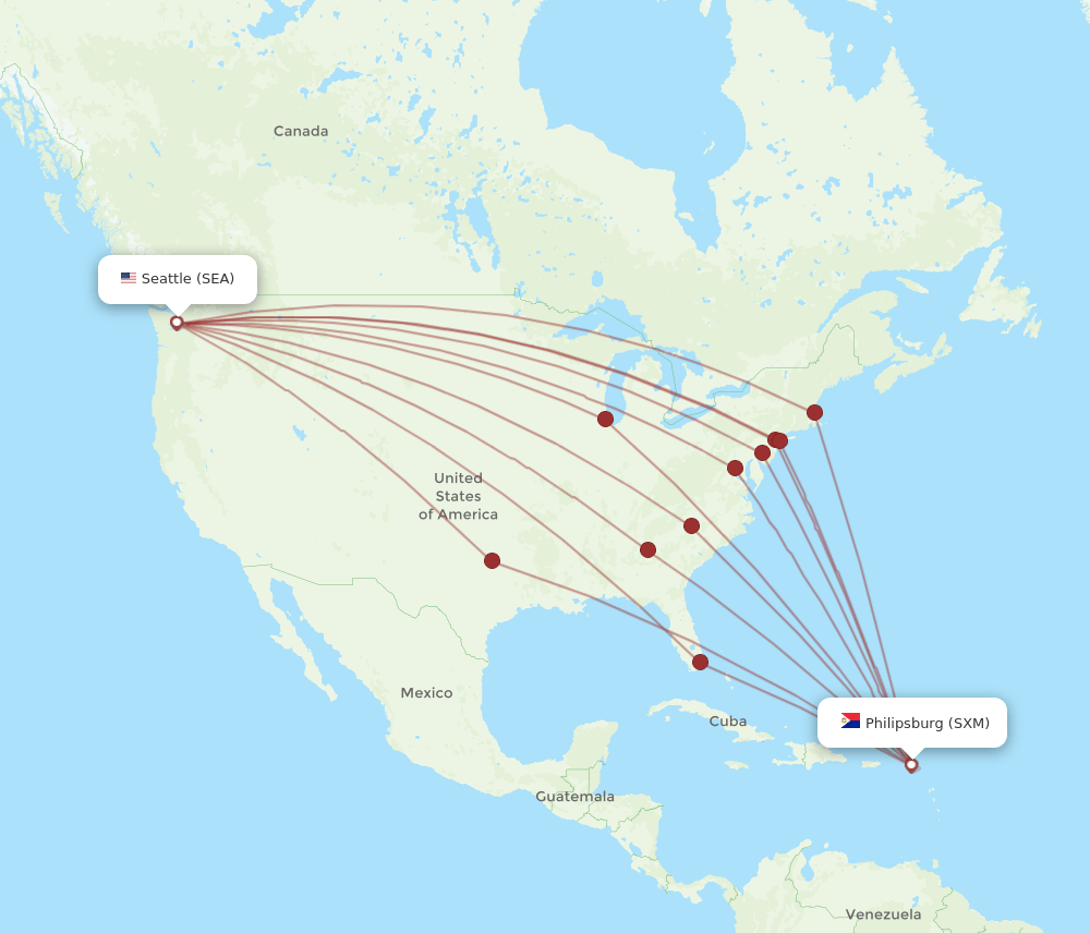 SEA-SXM flight routes