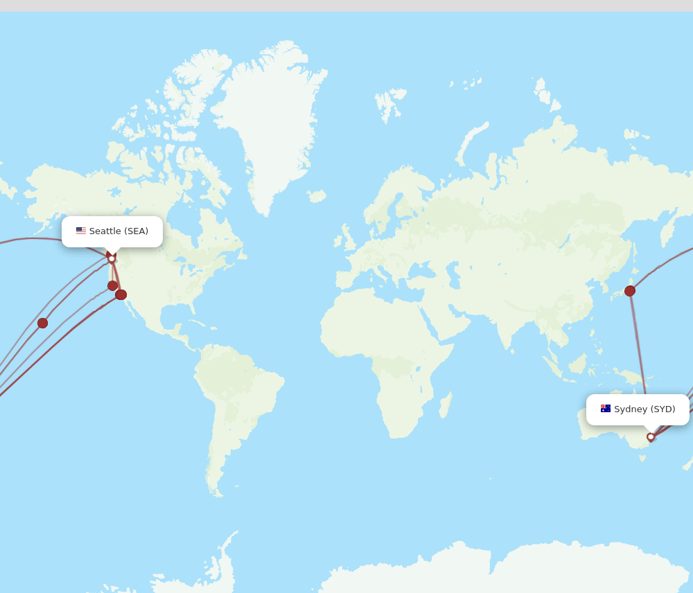 SEA to SYD flights and routes map
