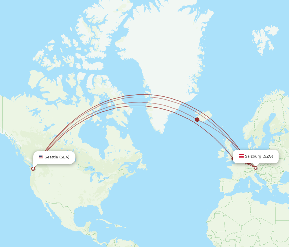 SEA to SZG flights and routes map