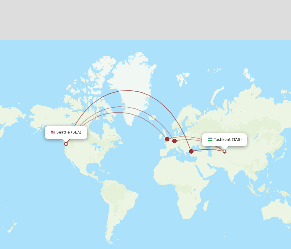 SEA-TAS flight routes