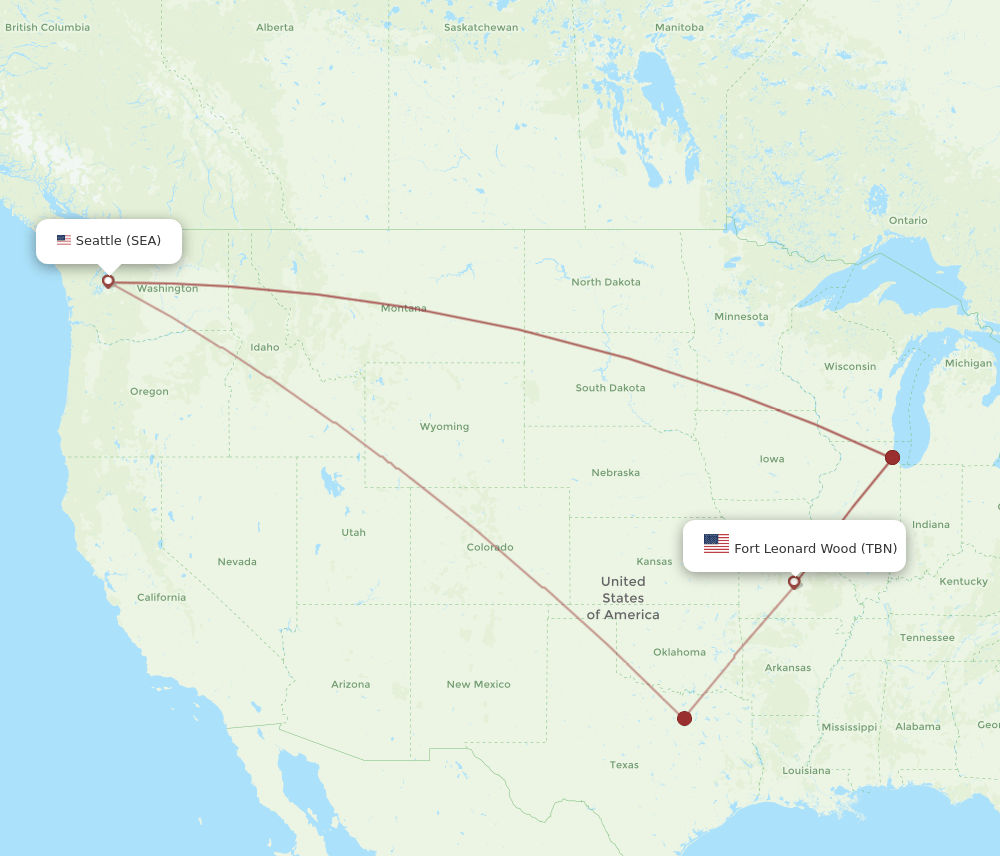 SEA-TBN flight routes