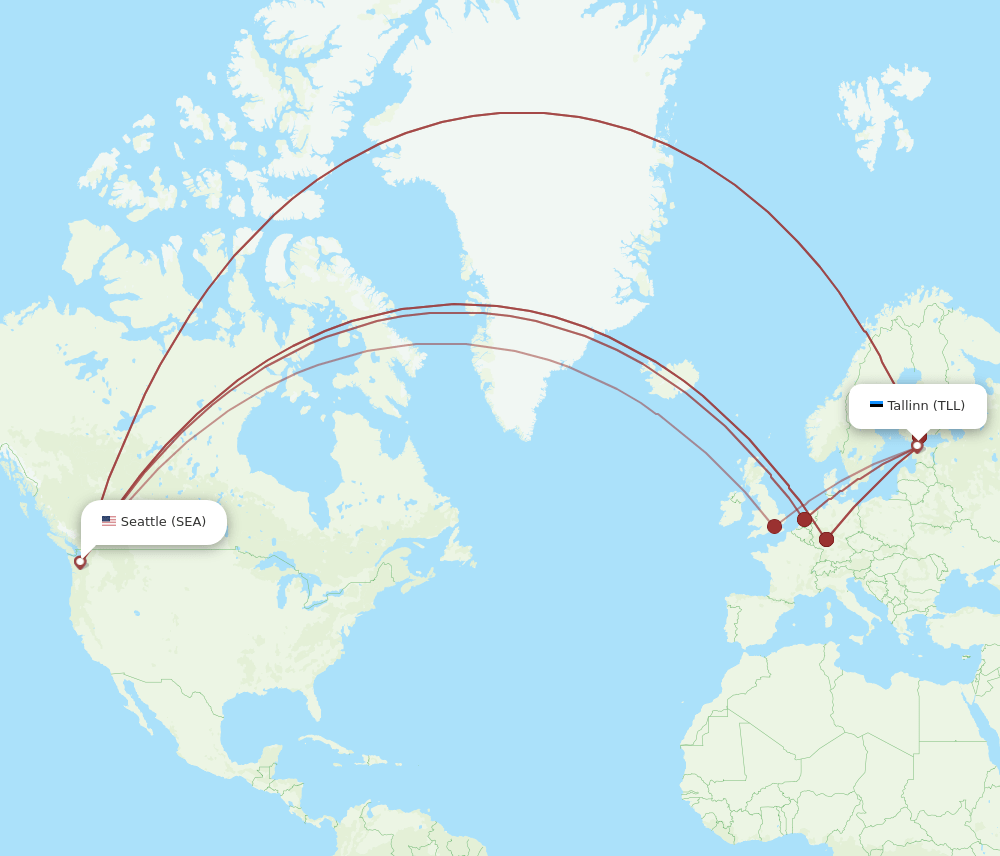 SEA-TLL flight routes