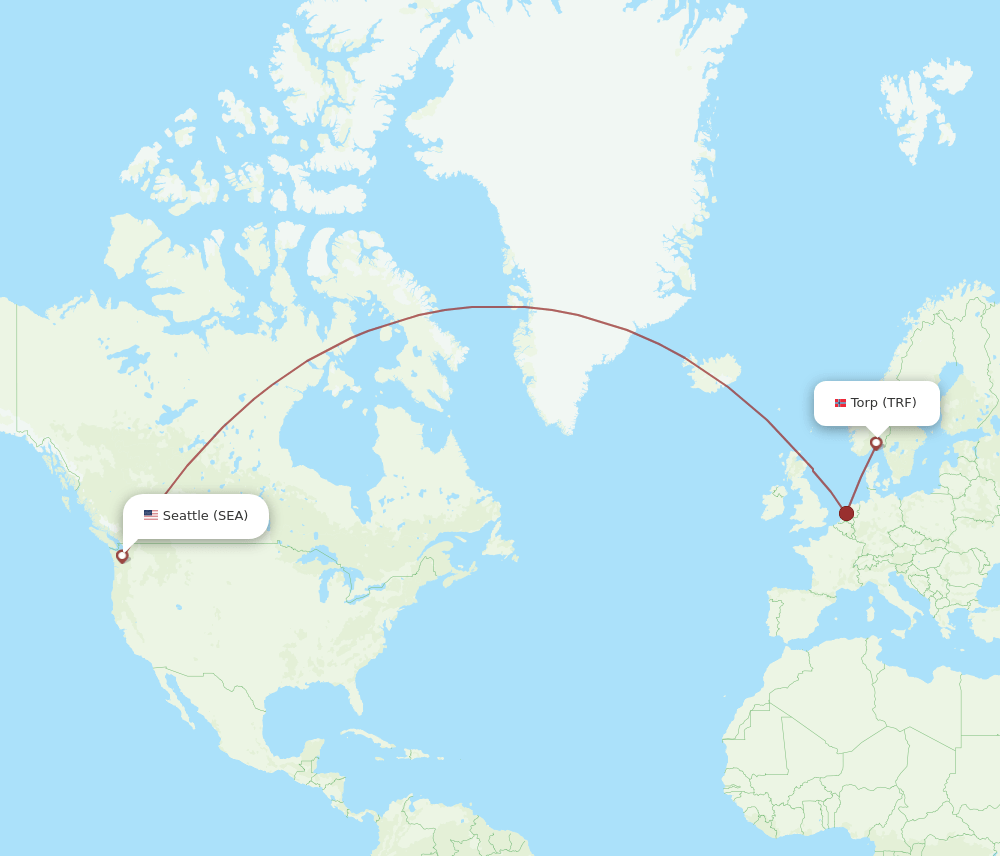 SEA-TRF flight routes