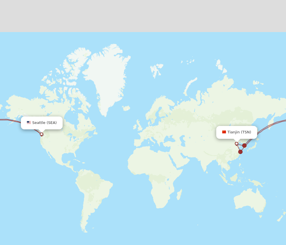 SEA-TSN flight routes