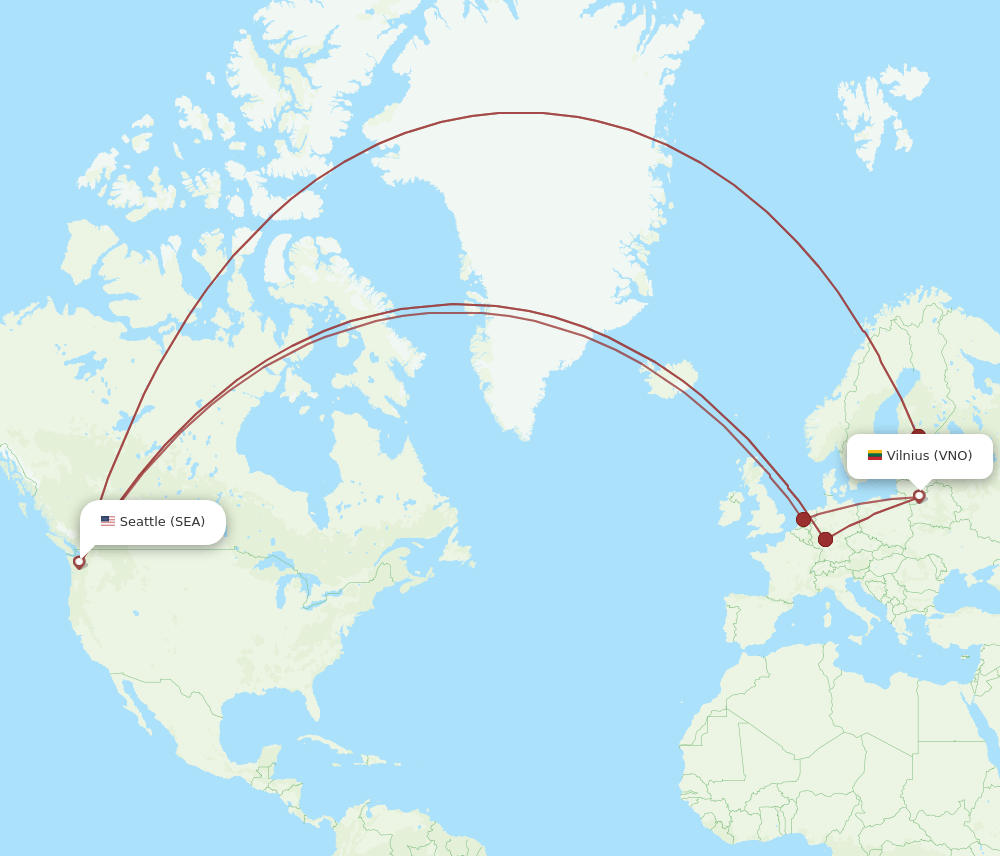 SEA-VNO flight routes